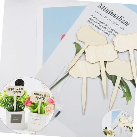 더드림도매 꽃모양 학교 우드 나무 화단 화분 식물 이름표10P