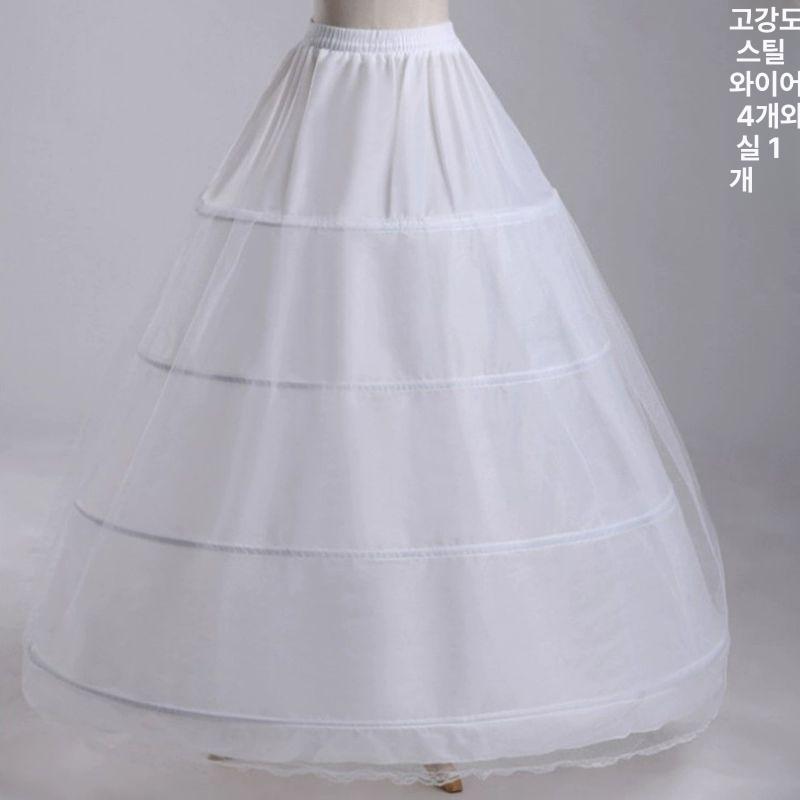 스커트 여성 드레스 레이스 패치코트 단일 볼륨 패티코트 화이트 4 스틸 1 실크 - 상세 이미지 2
