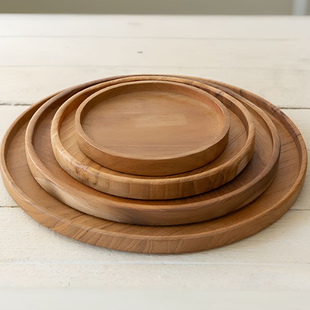 티크 나무 우드 트레이 1인 빈티지 카페 쟁반 S 15cm, 티크우드, 1개 이미지 7