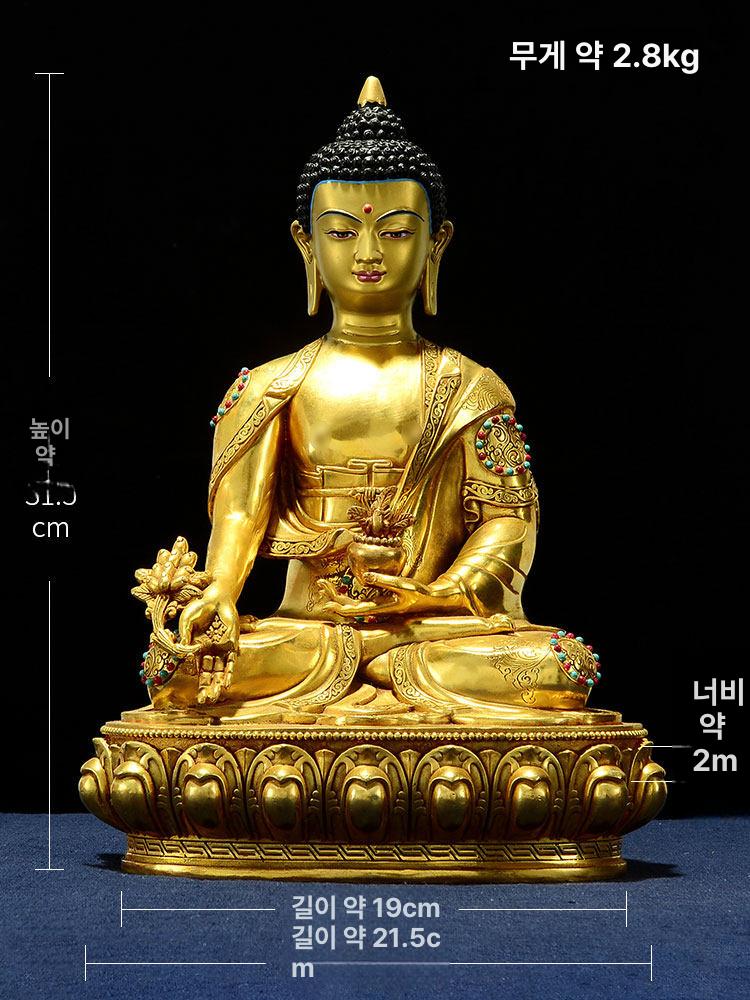 불상 약사여래 구리 네팔 부처상 미니 도금 가정용 예배 15인치 백라이트 없음 - 상세 이미지 5