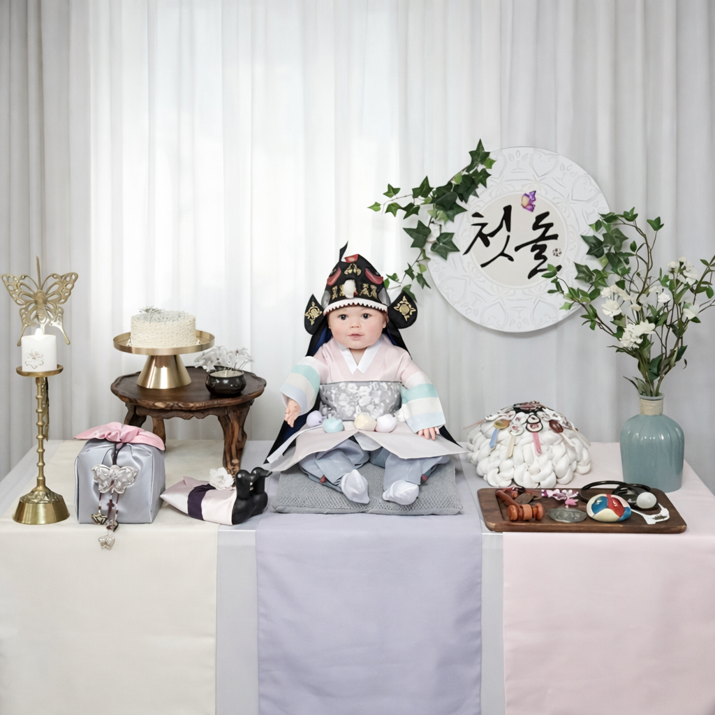 [당일발송가능] 백일상대여 한복포함 전통 아기100일 집에서 셀프 잔치상차림 201 - 상품 이미지
