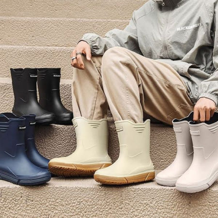 daisseoing 방수 고무 미들부츠 주방용 논슬립 작업화 낚시 워터슈즈 남성 여름철 빗길 안전