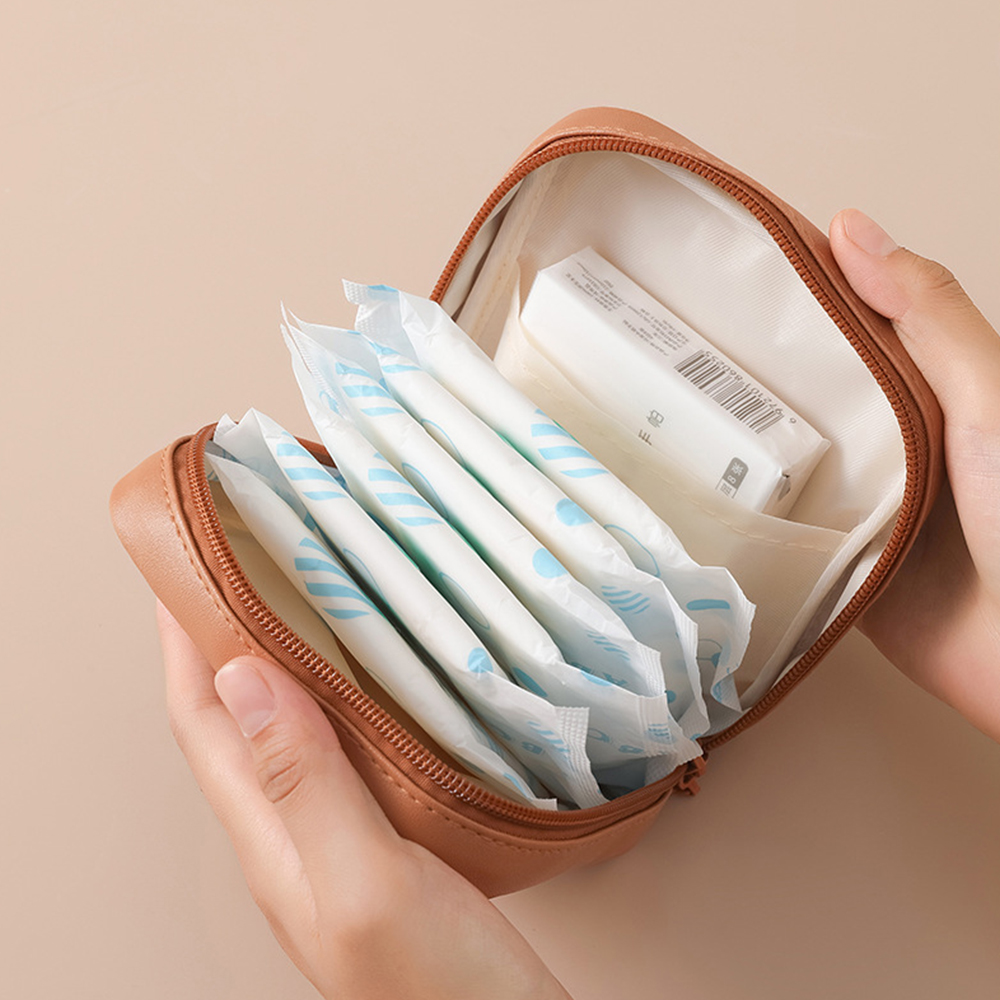 모노치 토스트 큐티 생리대 파우치 여행용 화장품 PU가죽 생활방수 - 상세 이미지 3