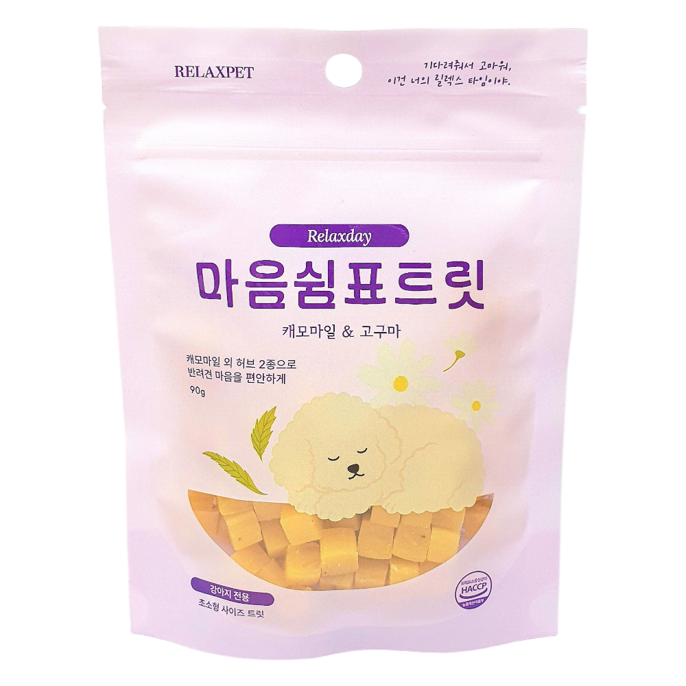 릴렉스펫 강아지 노즈워크 간식 훈련용 알러지 강아지 가수분해 간식 큐브 캐모마일/고구마, 90g, 1개 - 상세 이미지 2