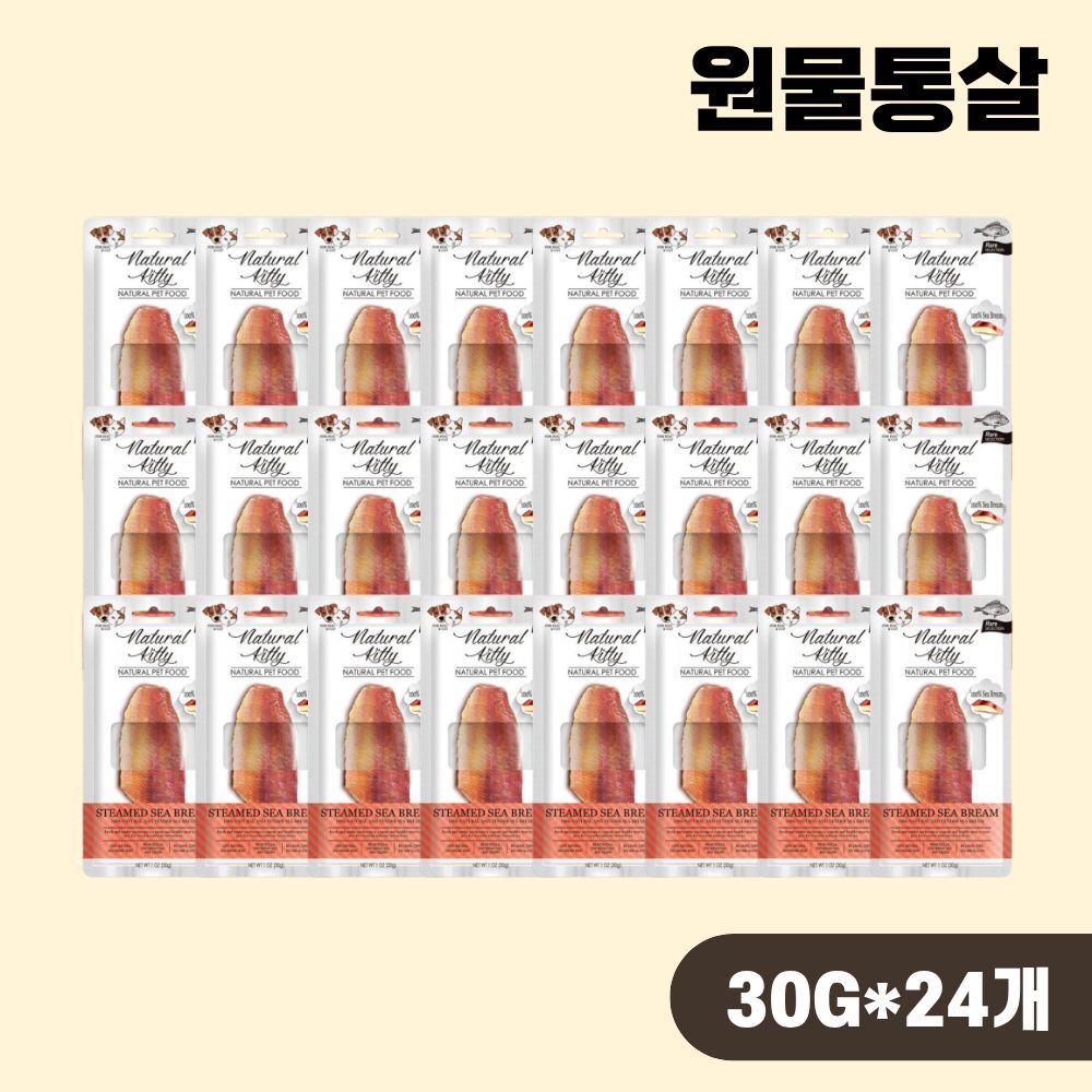 [+N포인트] 내추럴키티 통살 고양이간식 도미, 30g, 24개 - 상품 이미지