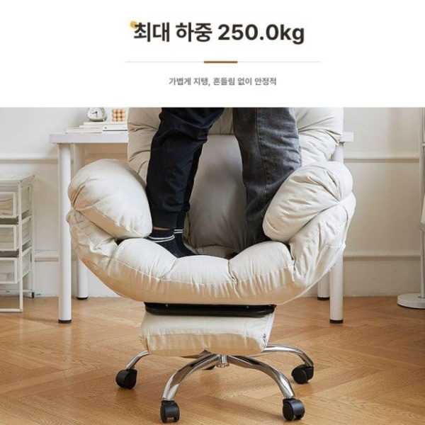 프리미엄 포근한 여성용 게임의자 강철 쇼파 플리스 등받이 고정 베이지화이트 표준형 등받이 조절 A 알루미늄 다리 고정형 팔걸이 - 상세 이미지 5
