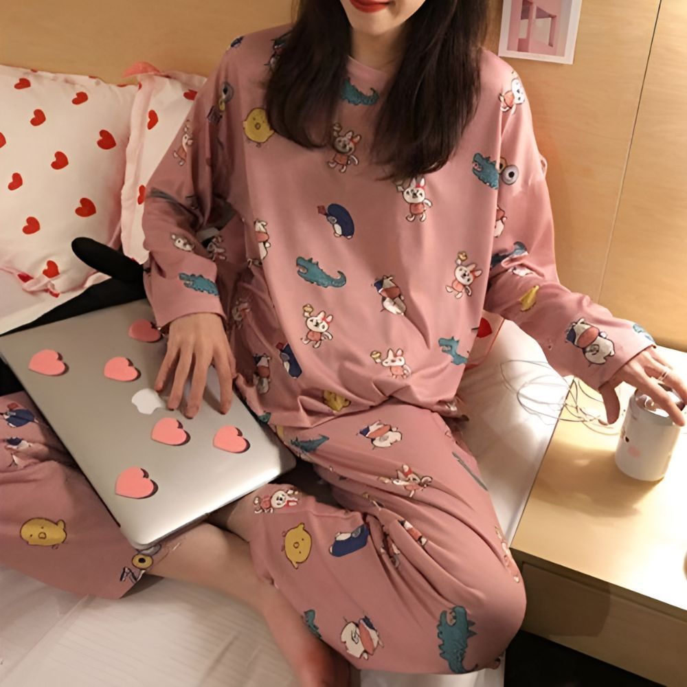 캐릭터잠옷 봄파자마 여성실내복원피스 홈웨어 동물 19종 - 상세 이미지 2