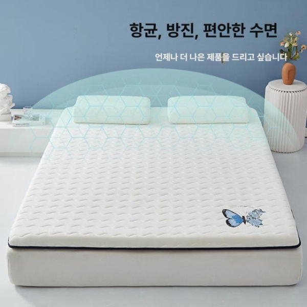 프리미엄 메모리폼 라텍스 침대 토퍼 싱글 학생용 바닥 숙소용 두꺼운 5.5cm 큐트래빗그레이 80x190cm 학생 기숙사 - 상세 이미지 2