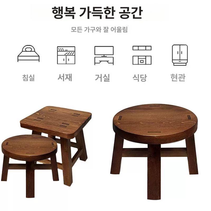 원목 사각 스툴 우드 나무 미니 간이 의자 화분 보조 가정용 28x18x20 - 상세 이미지 4