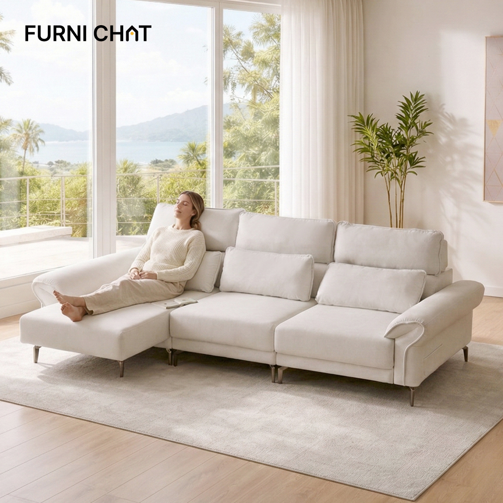 퍼니챗 몬스터 4인용 패브릭 리클라이너 소파 이지클린 슬라이딩 무빙 모션