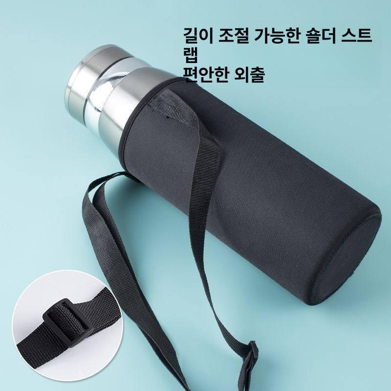 보틀 슬리브 휴대용 물병 파우치 물통 케이스 홀더 커버 블랙 400ml - 상세 이미지 5