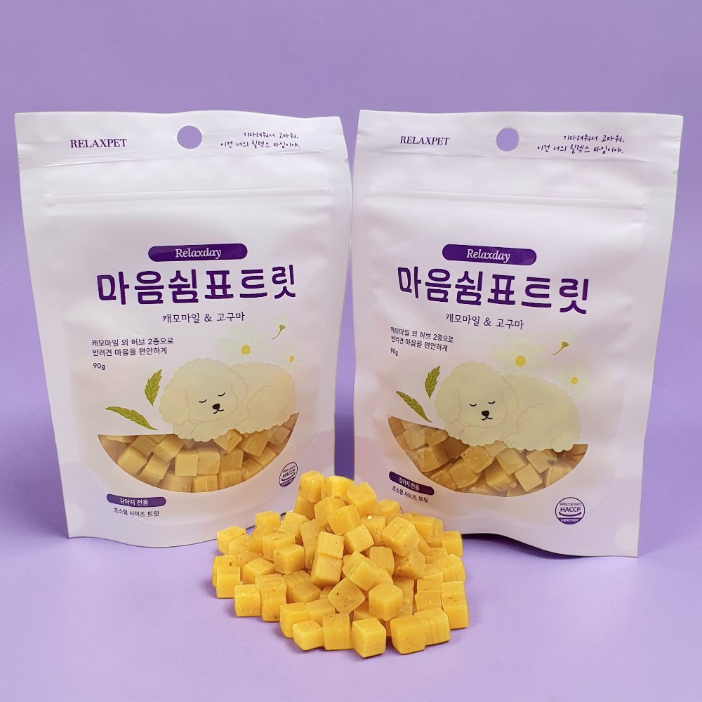 릴렉스펫 강아지 노즈워크 간식 훈련용 알러지 강아지 가수분해 간식 큐브 캐모마일/고구마, 90g, 1개 - 상세 이미지 3