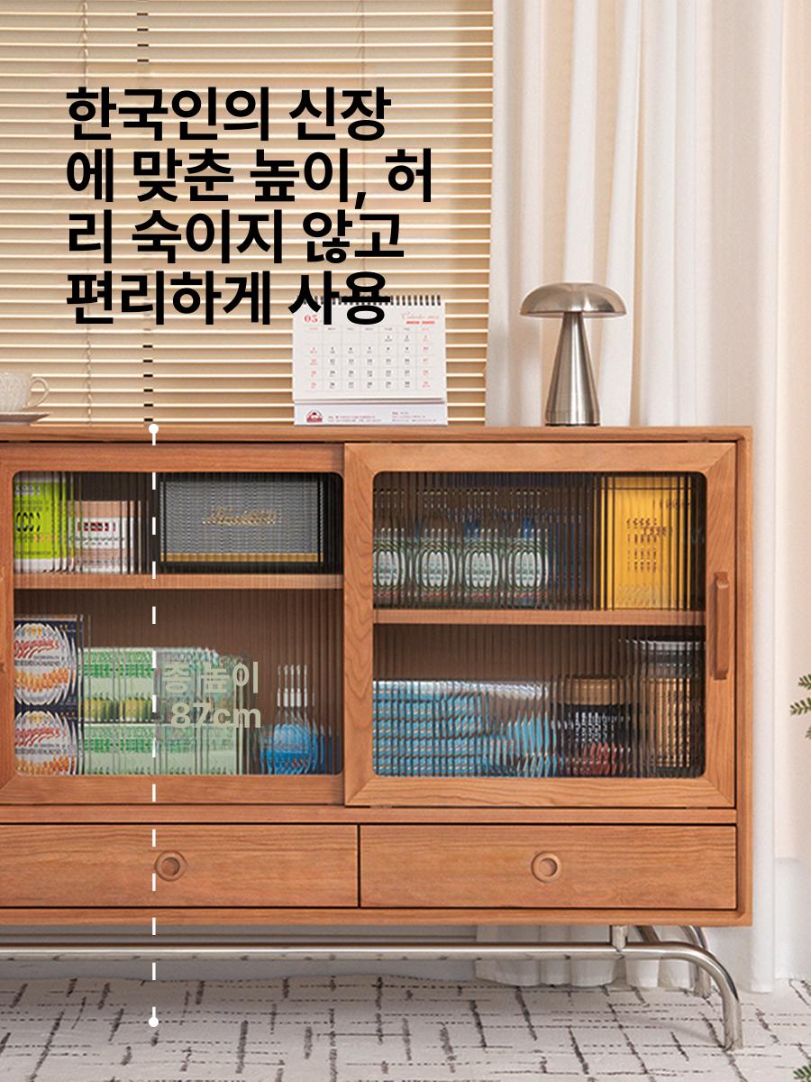 원목 수납장 선반형 틈새 그릇 주방 상부장 홈카페 부엌 박스우드 1.2m 티 컬러 3문 - 상세 이미지 3