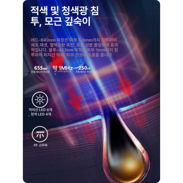프리미엄 두피마사지기 탈모치료기 두피관리기 탈모관리기 레이저탈모 전동 두피 마사지 빗 레드 블루 라이트 헤어케어 진동 마사지 빗 - 상세 이미지 2