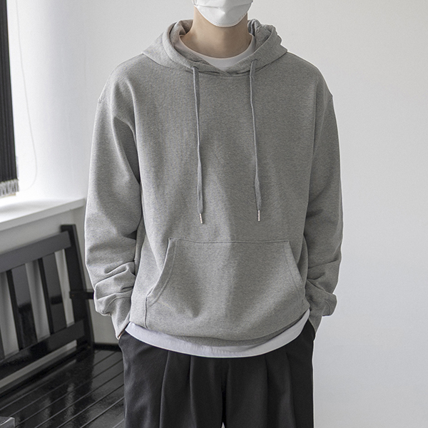 남자 오버핏 헤비웨이트 후드티 무지 검정 후드티 남자 봄 남녀공용 - 상세 이미지 4
