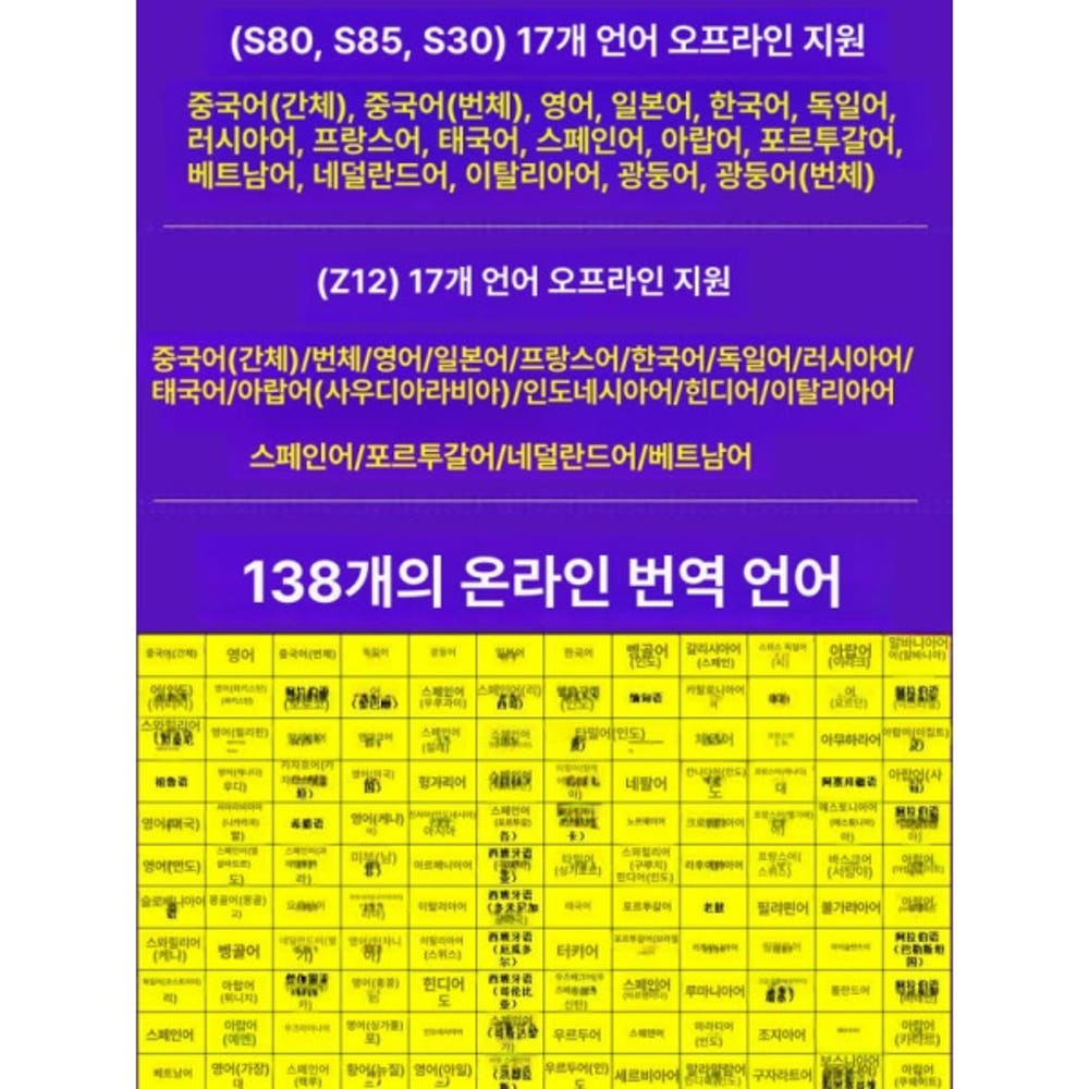 최첨단 AI 통역기 영어 일본어 한국어 오프라인 실시간 휴대용번역기 통번역기 ai번역기 ai통번역기 영어번역기 동시통역 Z2모델 3인치 다크나이트블랙 상세 이미지 2