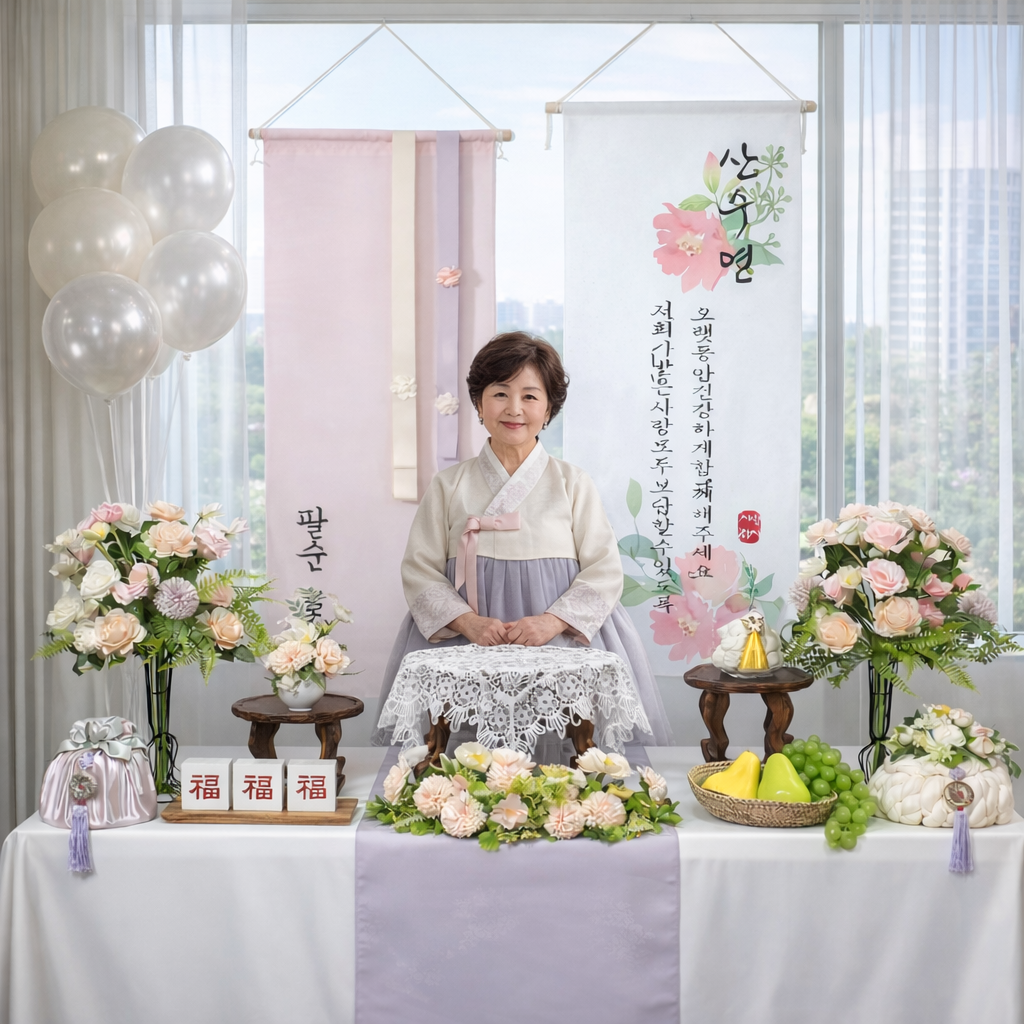 네이버 소문난돌상 팔순상차림 산수연 팔순상대여 셀프 80세 생신 잔치상 B06퍼플