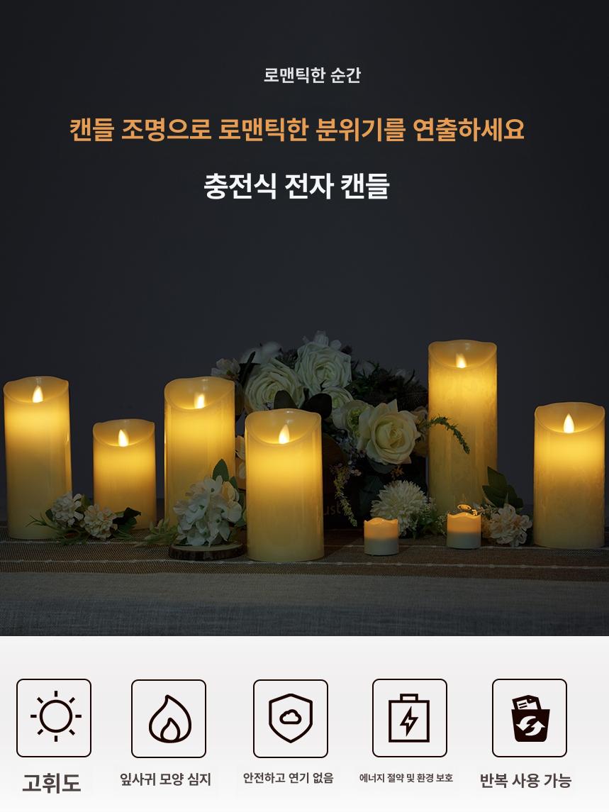 LED 전기초 모조 촛불 투명 가정용 장식등 리모컨 아이보리 7.5 x 10cm 배터리 리모컨 - 상세 이미지 5