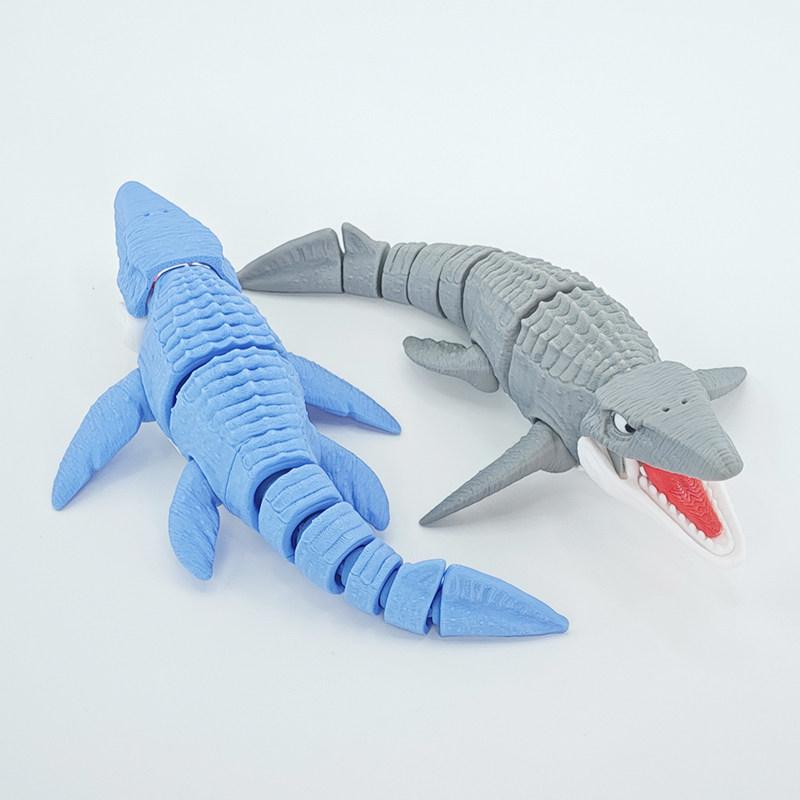 3D 프린팅 인테리어 어항 꾸미기 움직이는 바다 공룡 악어 고래 장난감피규어 골드 34cm - 상세 이미지 3