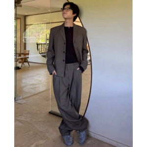 (정장세트) 세미 오버핏 크롭 와이드 셋업 수트 남녀공용 간절기 착용 후기 | 사이즈/핏 총정리 - 상품 이미지 1