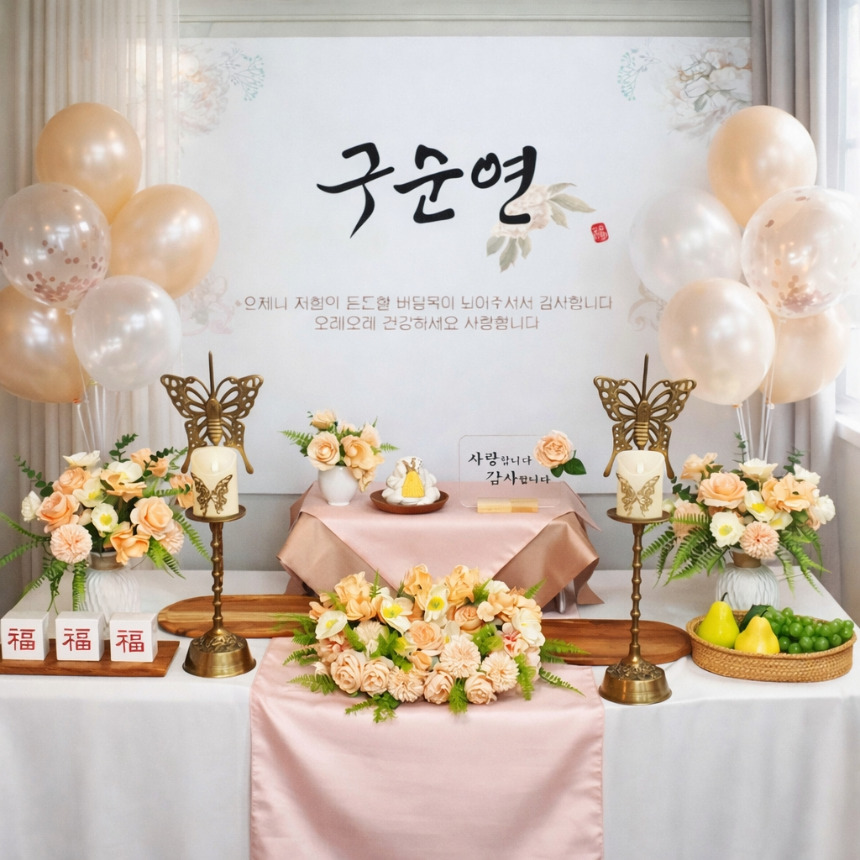 [당일발송가능] 구순상차림대여 셀프 90생신 B05피치 구순연 잔치상 - 상품 이미지
