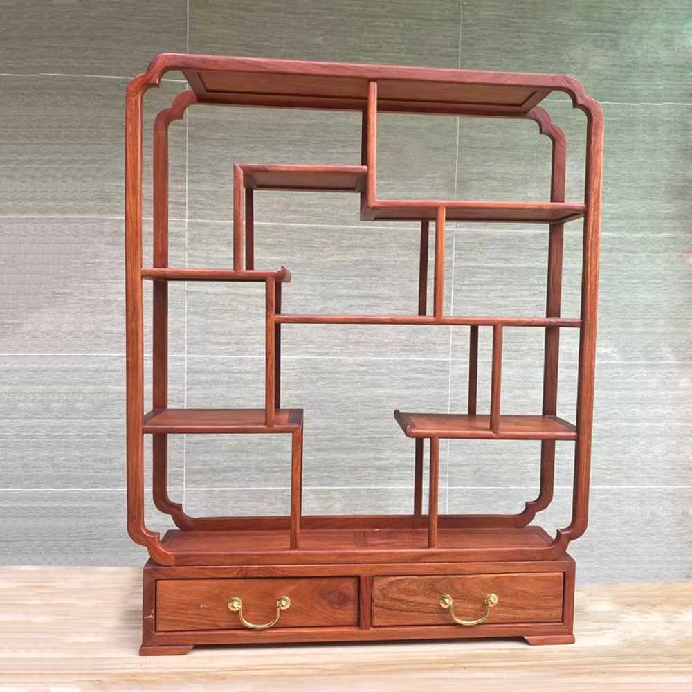 원목 컵 선반 다기장 찻잔 홈카페 엔틱 나무 거실 직사각형 44cm - 상세 이미지 2