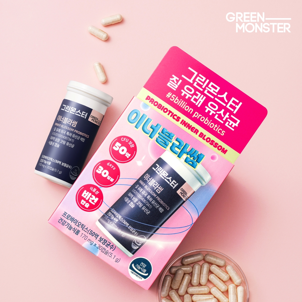 [50억 여성 질 유래 유산균] 그린몬스터 이너블라썸 (프로바이오틱스) 30캡슐, 2개 이미지 4