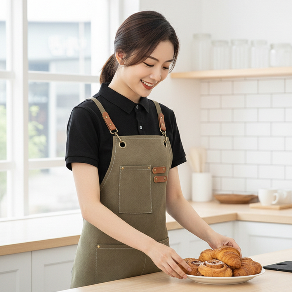 필굿리빙 주방 앞치마 방수 카페 미용실 바리스타 예쁜 식당 미술 남자 캔버스 - 상세 이미지 5