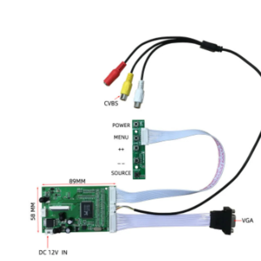 5 인치 800x480 컴퓨터 보조 화면 디스플레이 CVBS/VGA 인터페이스 DC12V 전원공급장치