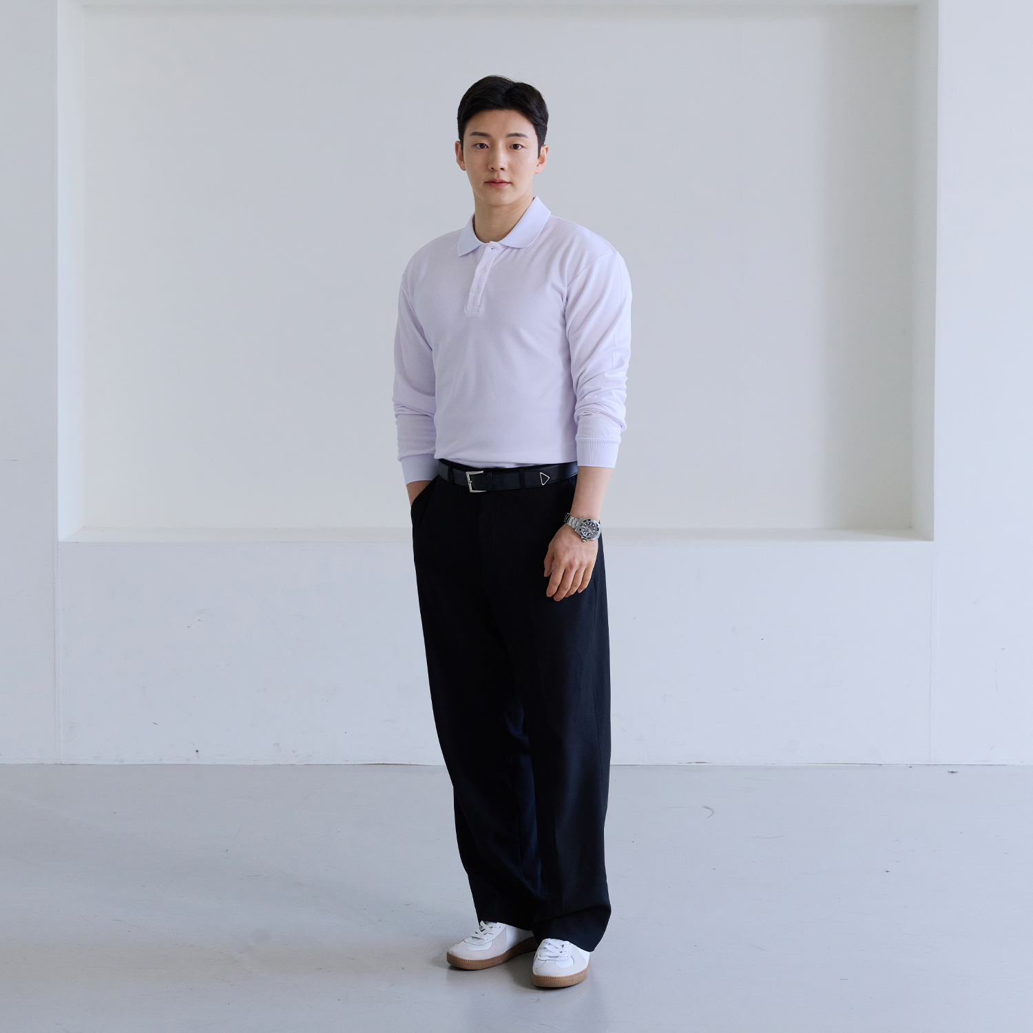 어깨넓어보이는 남자 머슬핏 긴팔 카라 티셔츠 이미지 6