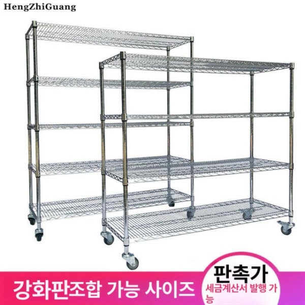 튼튼한 철제 수납 렉 조립식 창고 베란다 중량랙 4단 적재 바퀴 76x35x180 - 상품 이미지