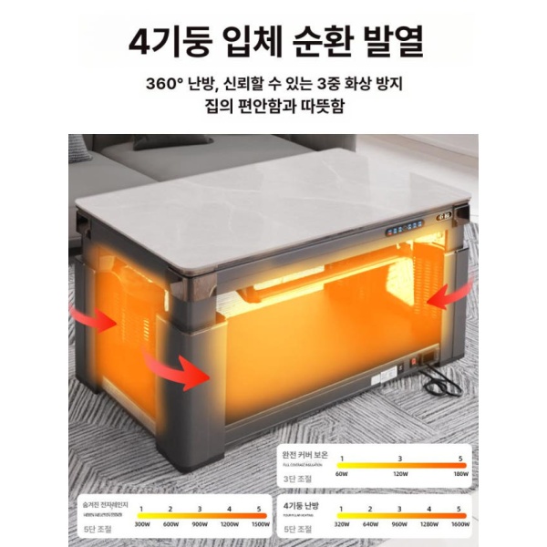 최신형 가정용 코타츠 전기난로 리프트업 테이블 겸용 난방기 신형 거실용 전기히터 가정용히터 K9-1.2m - 상세 이미지 2