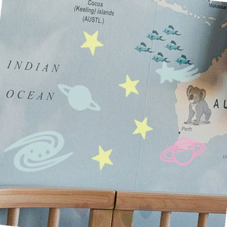 어린이 침실 천정 벽 부착 어두워지면 발광 우주 행성 별자리 달 디자인 스티커