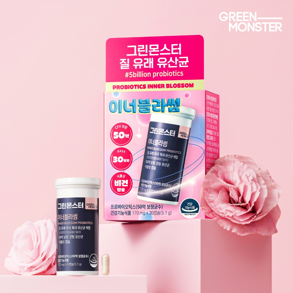 [50억 여성 질 유래 유산균] 그린몬스터 이너블라썸 (프로바이오틱스) 30캡슐, 2개 이미지 2