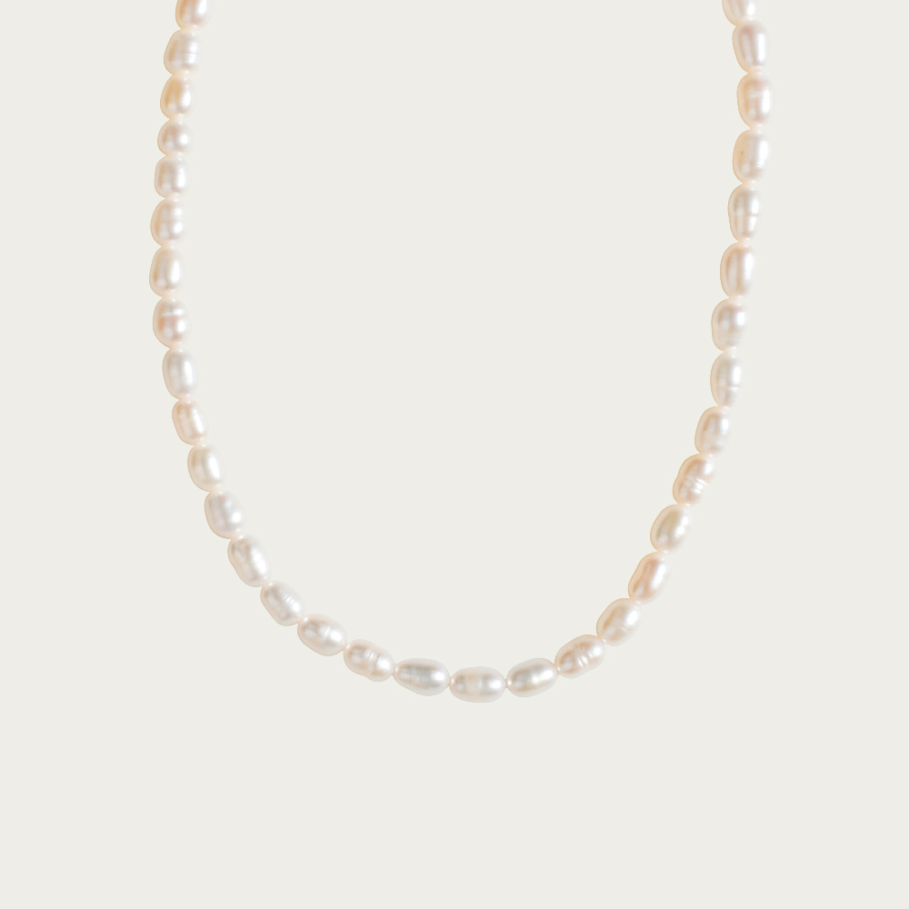 14K 2mm 밥풀 담수 진주 초커 목걸이 레이어드 데일리 - 상품 이미지