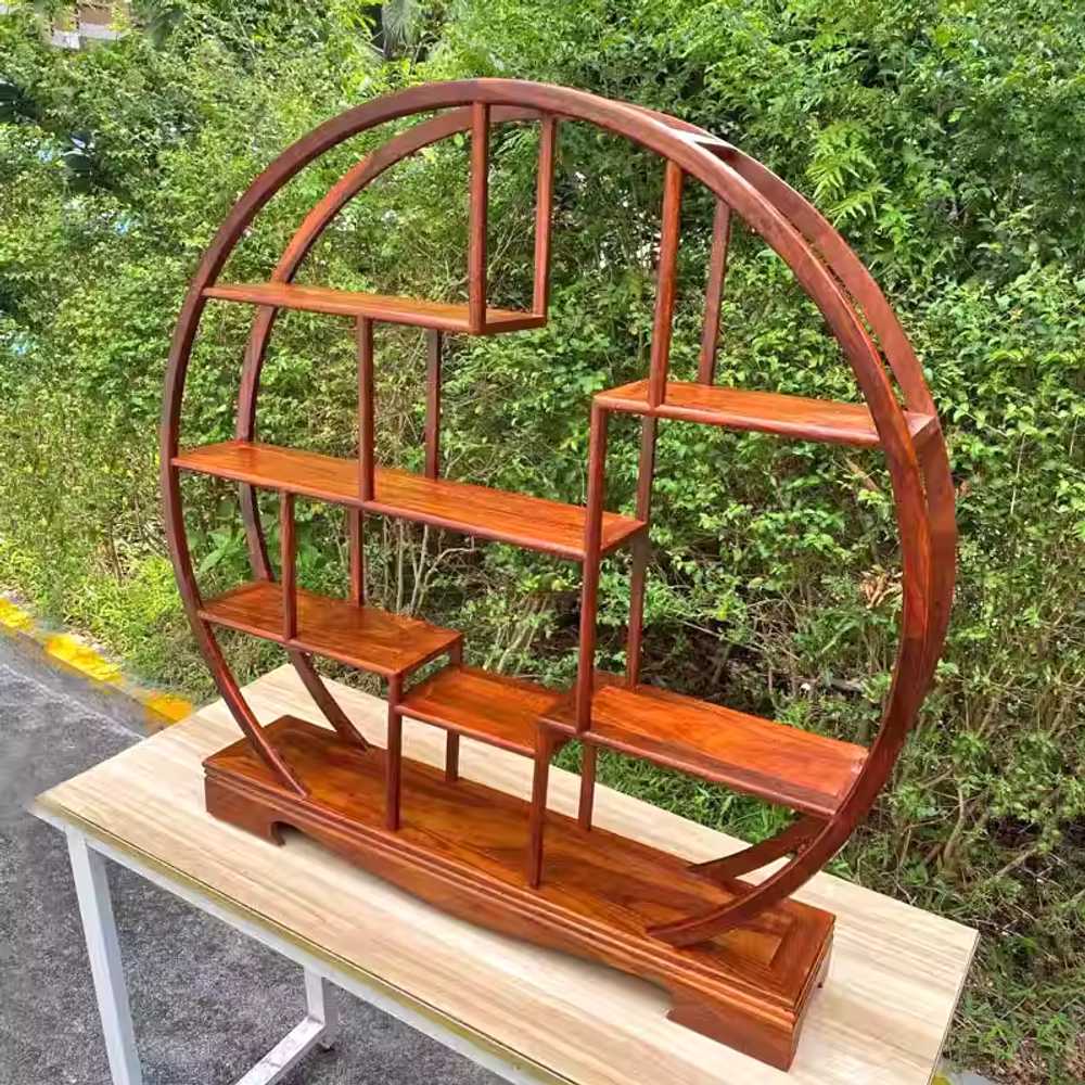 원목 컵 선반 다기장 찻잔 홈카페 엔틱 나무 거실 직사각형 44cm - 상세 이미지 4