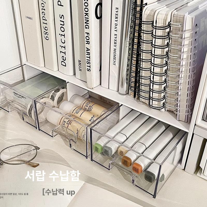 책상 수납장 캐비닛 서랍형 수납함 틈새 문구 데스크 서랍 책받침대 3단 서랍 3칸 책장 - 상세 이미지 3