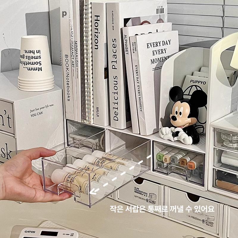 책상 수납장 캐비닛 서랍형 수납함 틈새 문구 데스크 서랍 책받침대 3단 서랍 3칸 책장 - 상세 이미지 4