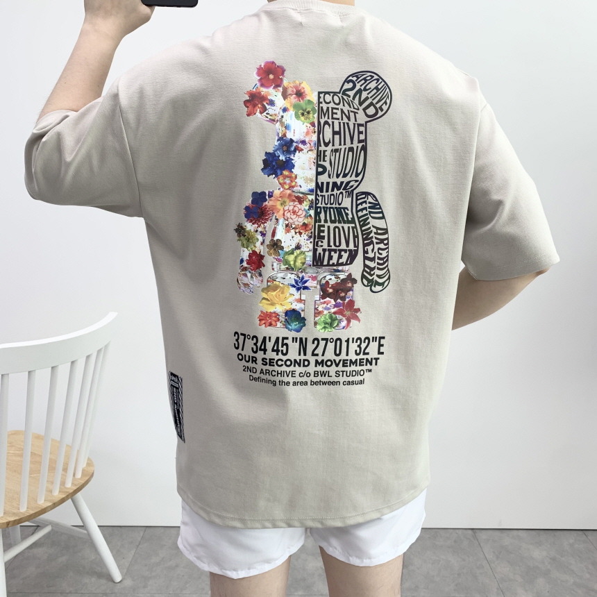 남자 오버핏 반팔 2ndarchive 세컨아카이브 프린팅 커플티 여름 캐주얼 데일리 티셔츠
