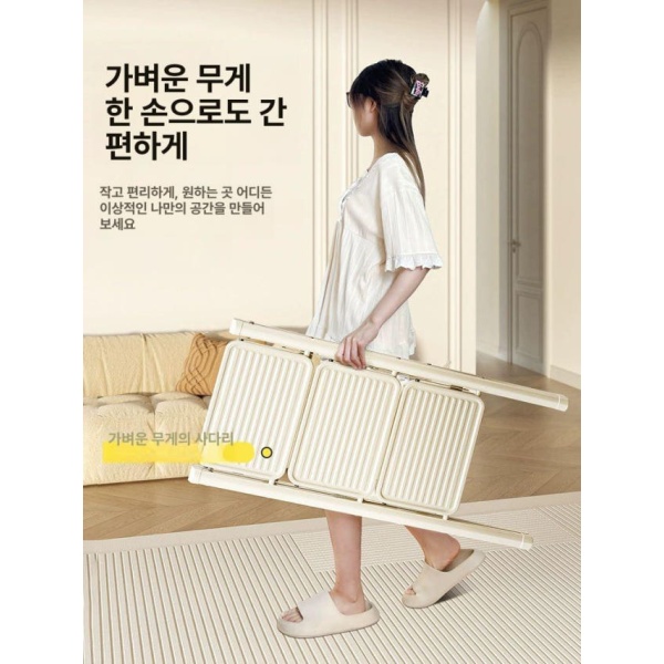 최고급 가정용 실내 안전 발판 다용도 접이식 미니 계단 크림화이트 2단 가정용 사다리 - 상세 이미지 5