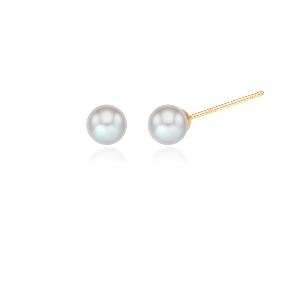 14K 18K 그레이 담수 진주 금 침 귀걸이 (6-6.5mm 8-8.5mm) AAA+등급 - 상세 이미지 2