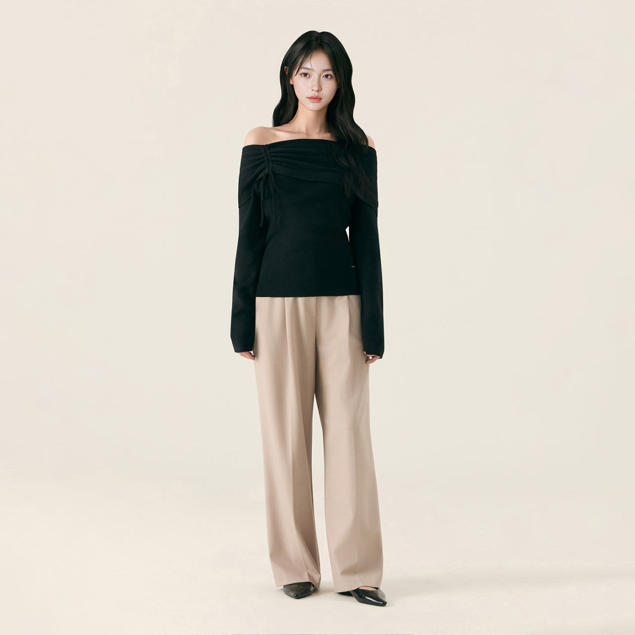 [N배송] 로엠 올데이슬랙스 기본ver 원턱 와이드 밴딩슬랙스 RMTWG23R12 이미지 4
