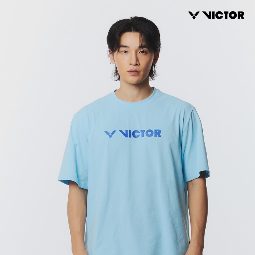 빅터 2026SS VT26ATO201U 스포티 스카이 블루 반팔 남여공용 오버핏 티셔츠 - 상품 이미지