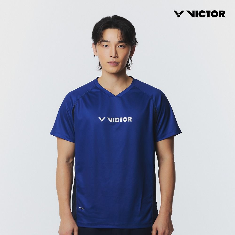 빅터 2026SS VT26AGW017M 스톰라인 네이비 반팔 남성 경기티셔츠 - 상품 이미지
