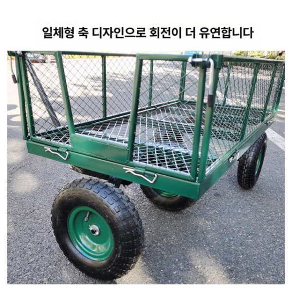 튼튼한 철제 손수레 텃밭 운반 농업용 사륜 4륜 농사용 수확 미디엄 블랙 퀵설치 96x50x25 A - 상품 이미지