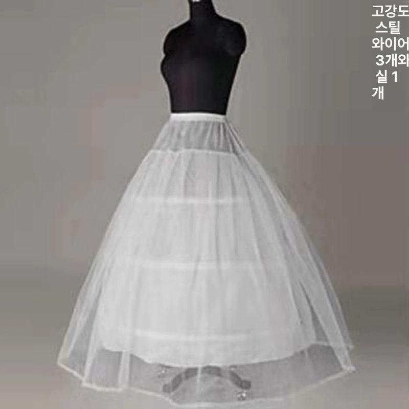 스커트 여성 드레스 레이스 패치코트 단일 볼륨 패티코트 화이트 4 스틸 1 실크 - 상세 이미지 3