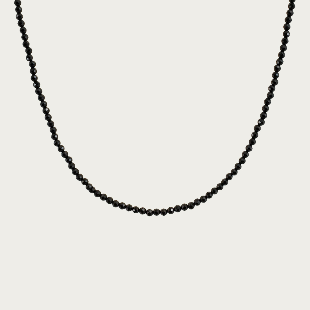 14K 2mm 컷팅 천연 블랙 스피넬 원석 목걸이 - 상품 이미지