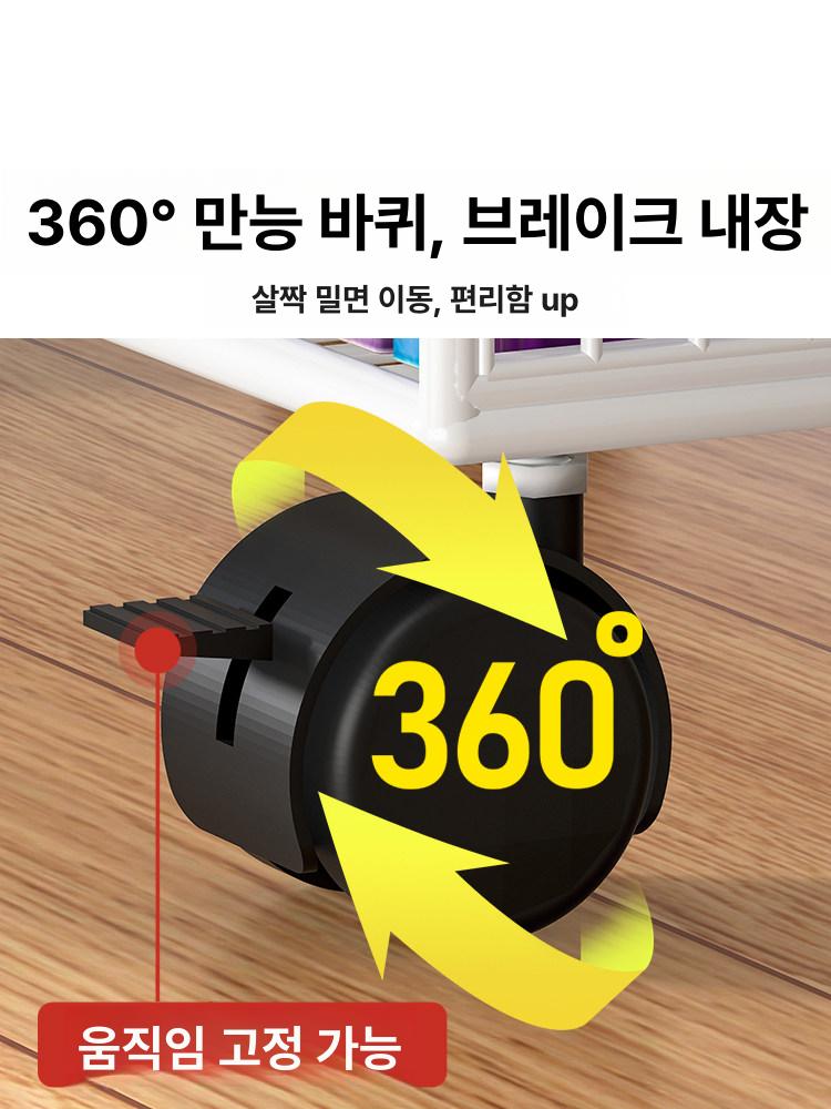 이동식 간이 선반 북카트 북트레이 틈새 수납 다용도 화이트 4단 대형 이동식 - 상세 이미지 4