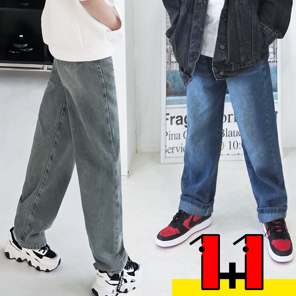 [1+1,봄신상] 남아 청바지 유아 키즈 아동 청바지 사계절 주니어 일자핏 데님 여아 - 상품 이미지