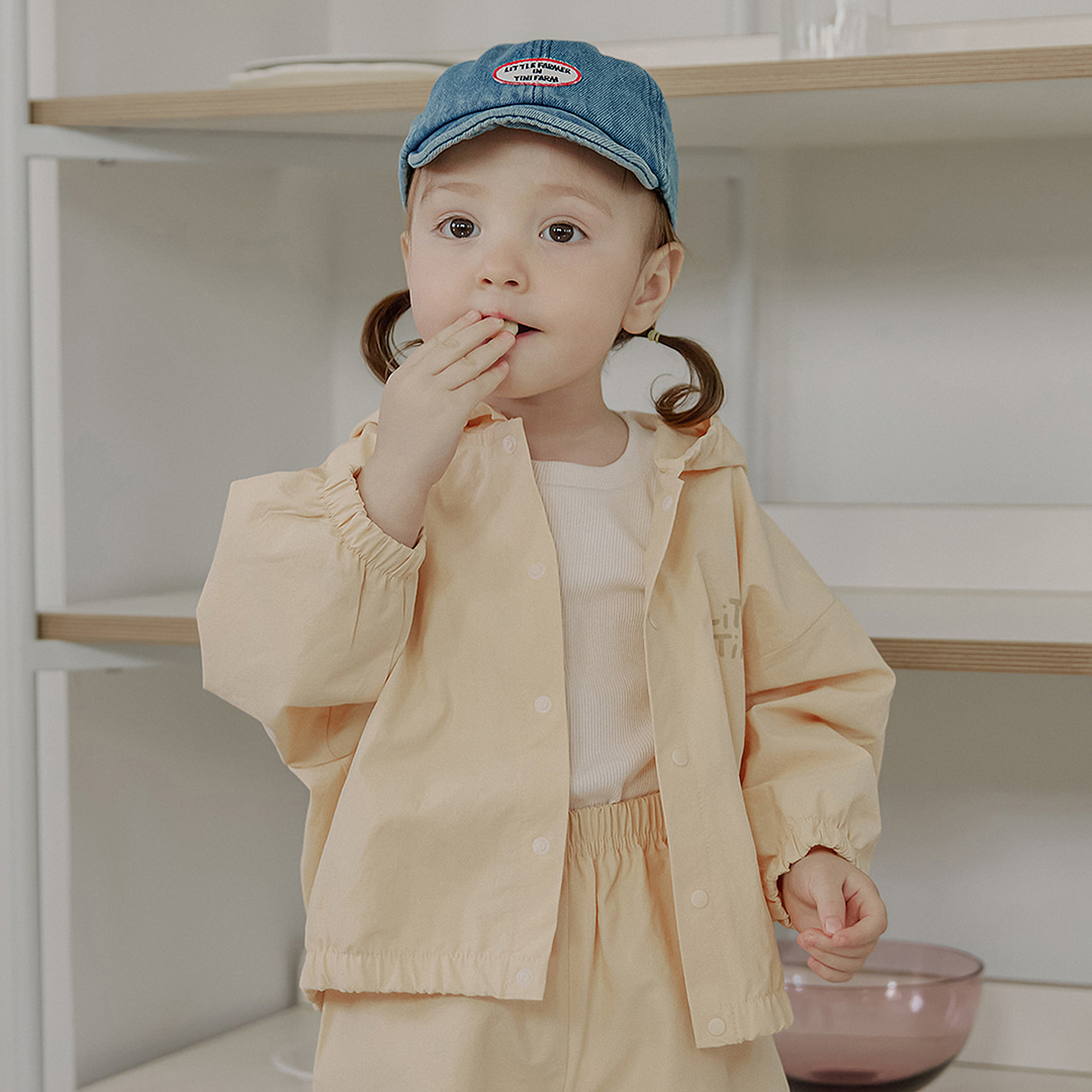 남아 여아 유아 바람막이 사각사각 점퍼 라이트옐로우 - 상품 이미지